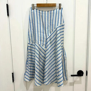 MSGM Striped Aline Flowy Skirt Size EU 40 US 4 White Blue